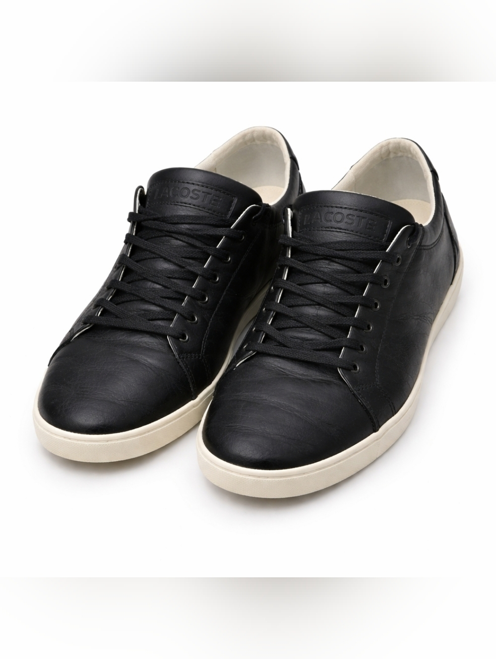 Lacoste ($150) Bocana Black Leather Sneakers Low Top Casual Shoes Men’s